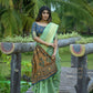 Vishnu Weaves Women's Sea Green Cotton Silk Zari Woven Saree with Blouse - Swadesiicart