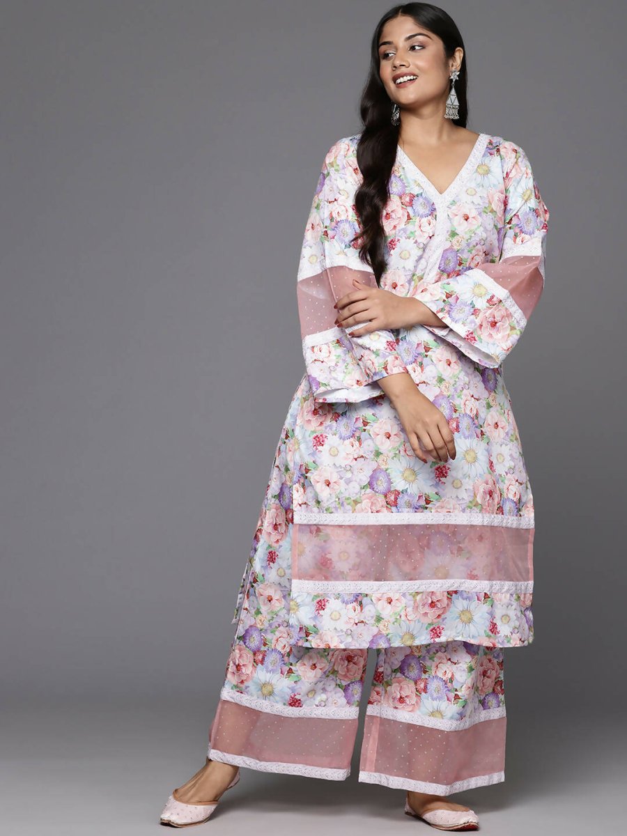 Ahalyaa Women's Traditional wear Kurta Set - Lavender | Swadesiicart