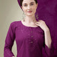 Jyoti Fashion Women's Purple Cotton Blend Embroidery & Sequence work Kurta with Trouser & Dupatta | Swadesiicart