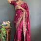 Vastranavya Pink Vichitra Silk Zari with Swarovski Work Ready to Wear Saree | Swadesiicart