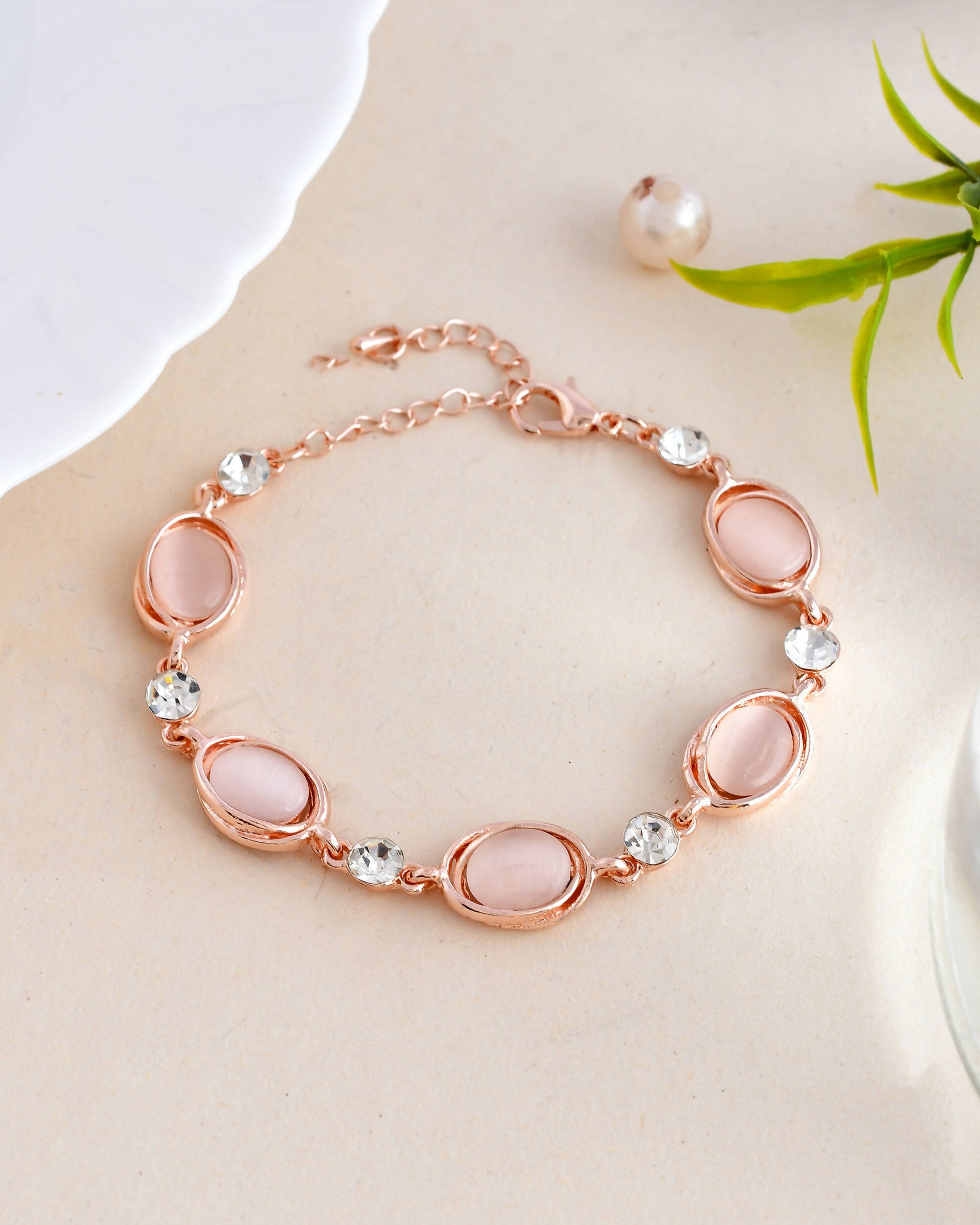 VOJ Stainless Steel Pearl Gold-Polished Bracelet - Swadesiicart