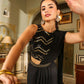 Janasya Black Georgette Sequined Saree and Blouse | Swadesiicart