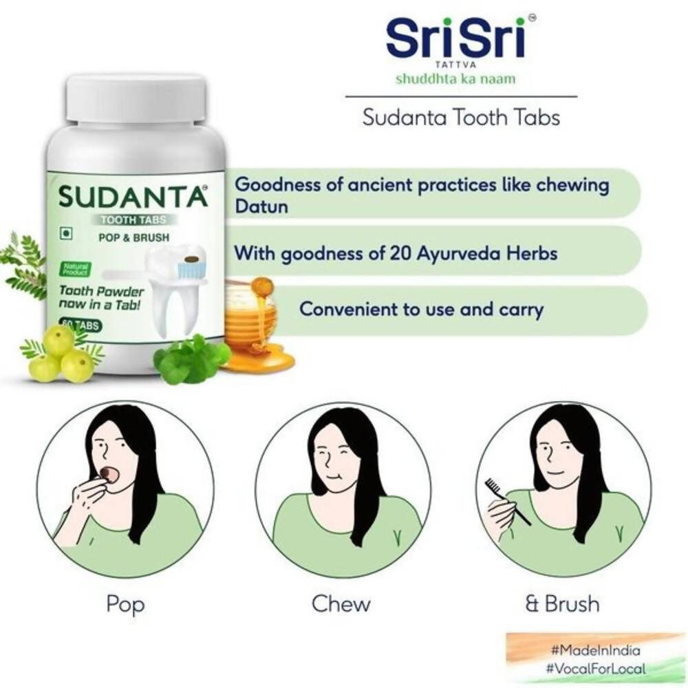 Sri Sri Tattva Sudanta Tooth Tabs (60 Tabs) - Swadesiicart