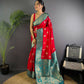 Joban Fashion Banarasi Red Woven Butti Soft Silk Saree | Swadesiicart