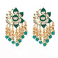 Mominos Fashion Johar Kamal Gold-Polished Kundan Green Meenakari Earrings - Mominos Fashion