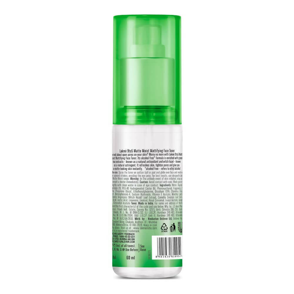 Lakme 9to5 Matte Moist Mattifying Face Toner - Swadesiicart