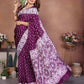 Aastha Fashion Wine Viscose Silk Handmade Original Bandhej Saree
