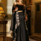 Janasya Black Georgette Solid Top Bottom Cape | Swadesiicart