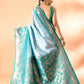 Joban Fashion Sky Blue & Rama Plain With Weaving Border Banarasi Silk Sarees | Swadesiicart