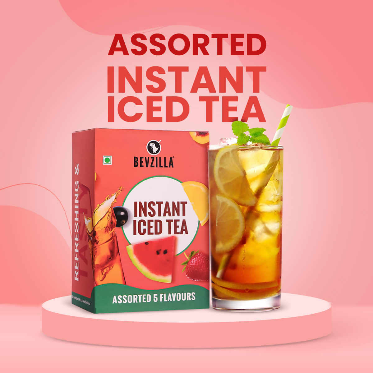Bevzilla Iced Tea Powder 5 Assorted Flavours Pack | Swadesiicart