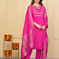 Pink Viscose Chanderi Embroidered Stitched Suit With Dupatta - Tanisha | Swadesiicart