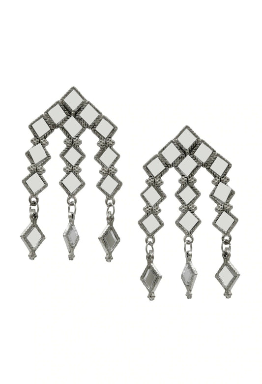 Mominos Fashion Johar Kamal Oxidised Silver-Plated Alloy Finish Mirror Choker For Women | Swadesiicart