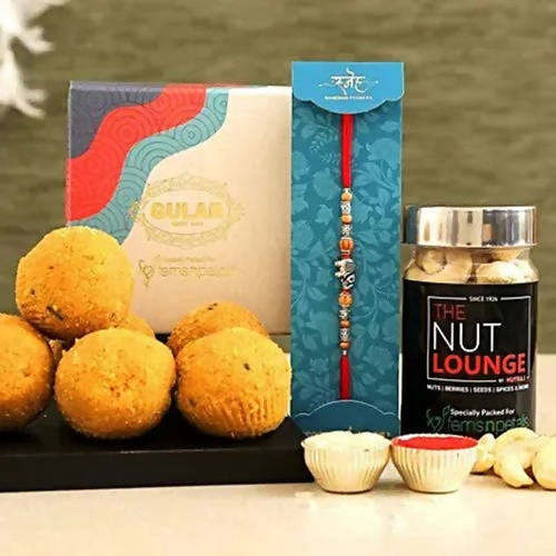 Feng Shui Rakhi With Besan Laddoo & Cashew Jar | Swadesiicart
