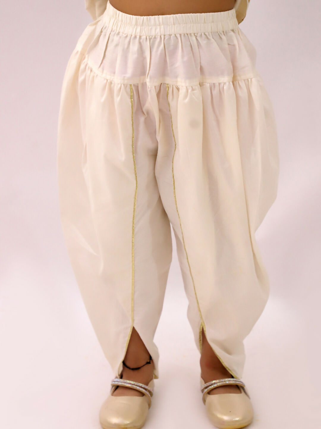 Lil Drama Mishti Off White Kurta and Dhoti Set For Girls | Swadesiicart