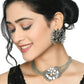Mominos Fashion Johar Kamal Silver-Plated Brass Finish Mirror Work Choker For Women | Swadesiicart