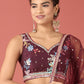 House of Panchhi Burgundy Net Multi colour Thread & Sequinse Work Lehenga & Blouse, Dupatta | Swadesiicart