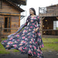 Jyoti Fashion Women's Black Faux Georgette Floral Digital Printed Anarkali Dress with Dupatta | Swadesiicart