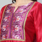 Ahalyaa Womens Red Art Silk Printed Kurta Pant Set | Swadesiicart