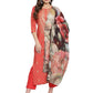 Ahalyaa Red Crepe Bandhani Gold Printed Kurta Pant With Dupatta | Swadesiicart