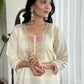 Cream Viscose chanderi Stitched Suit With Dupatta - Tanisha | Swadesiicart