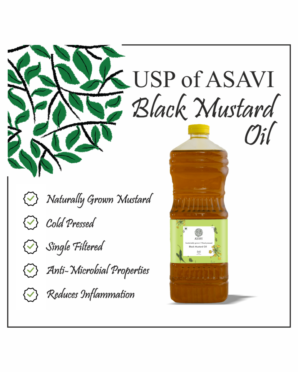 Asavi Cold Pressed Black Mustard Oil - Swadesiicart
