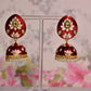 Maroon Hand Painted Ethnic Meenakari Jhumki Earrings By House of Ree - Swadesiicart