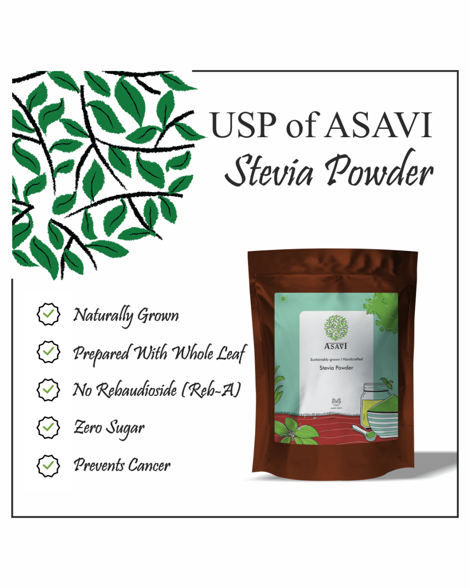 Asavi Natural Stevia Powder - Swadesiicart