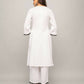 Indian Clothing FIORRA Women's White Cotton Straight Kurta Palazzo Set - Swadesiicart
