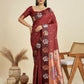 Vishnu Weaves Women's Maroon Banarasi Silk Zari Woven Saree with Blouse - Swadesiicart