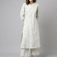FIORRA Women's Off White Cotton A-Line Kurta Palazzo Set - Swadesiicart