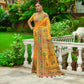 Vishnu Weaves Women's Yellow Banarasi Silk Kashmiri Woven Saree with Blouse - Swadesiicart