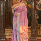 Very Much Indian Handloom Pure Cotton Paithani Peacock Pallu-Dual Tone Blue Pink | Swadesiicart