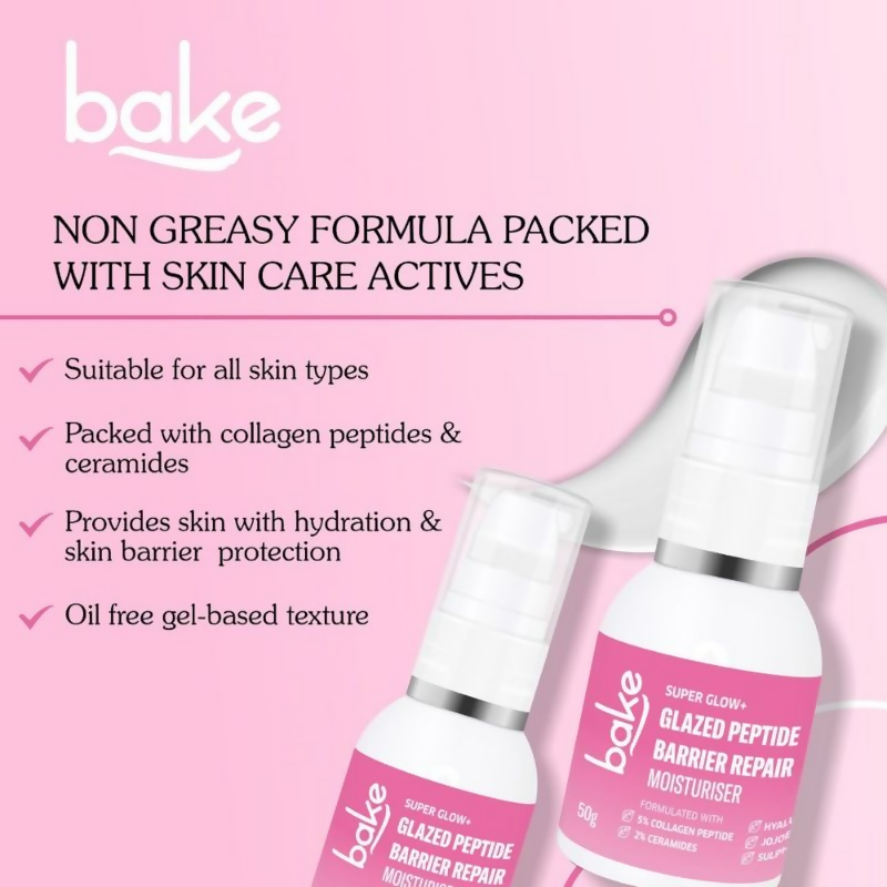 Bake Super Glow+ Glazed Peptide Barrier Repair Moisturizer | Swadesiicart
