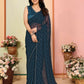 Aafreen Partywear Designer Bottle Green Georgette Fancy Saree