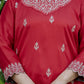 The52 Red Women's Gorgeous Embroidered Vichitra Silk Fabric Straight Kurta, Sharara and Dupatta Set - Swadesiicart