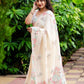 Offwhite Pure Linen Ethnic Motifs Saree with Unstitched Blouse - Hiral Fashion | Swadesiicart