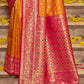 Astita Banarasi Silk Mustard Saree | Swadesiicart