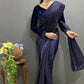 Vastranavya Dark Purple Rangoli Silk Swarovski work Ready to Wear Saree | Swadesiicart
