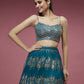 House of Panchhi Teal Net Sequinse Embroidered Lehenga & Blouse with Dupatta | Swadesiicart
