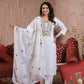 Ethnic Festive Wear Chanderi with Cotton Lining White Stitched Suit With Dupatta - Tanisha | Swadesiicart