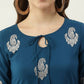 FIORRA Women's Blue Poly Crepe Flared Kurta - Swadesiicart