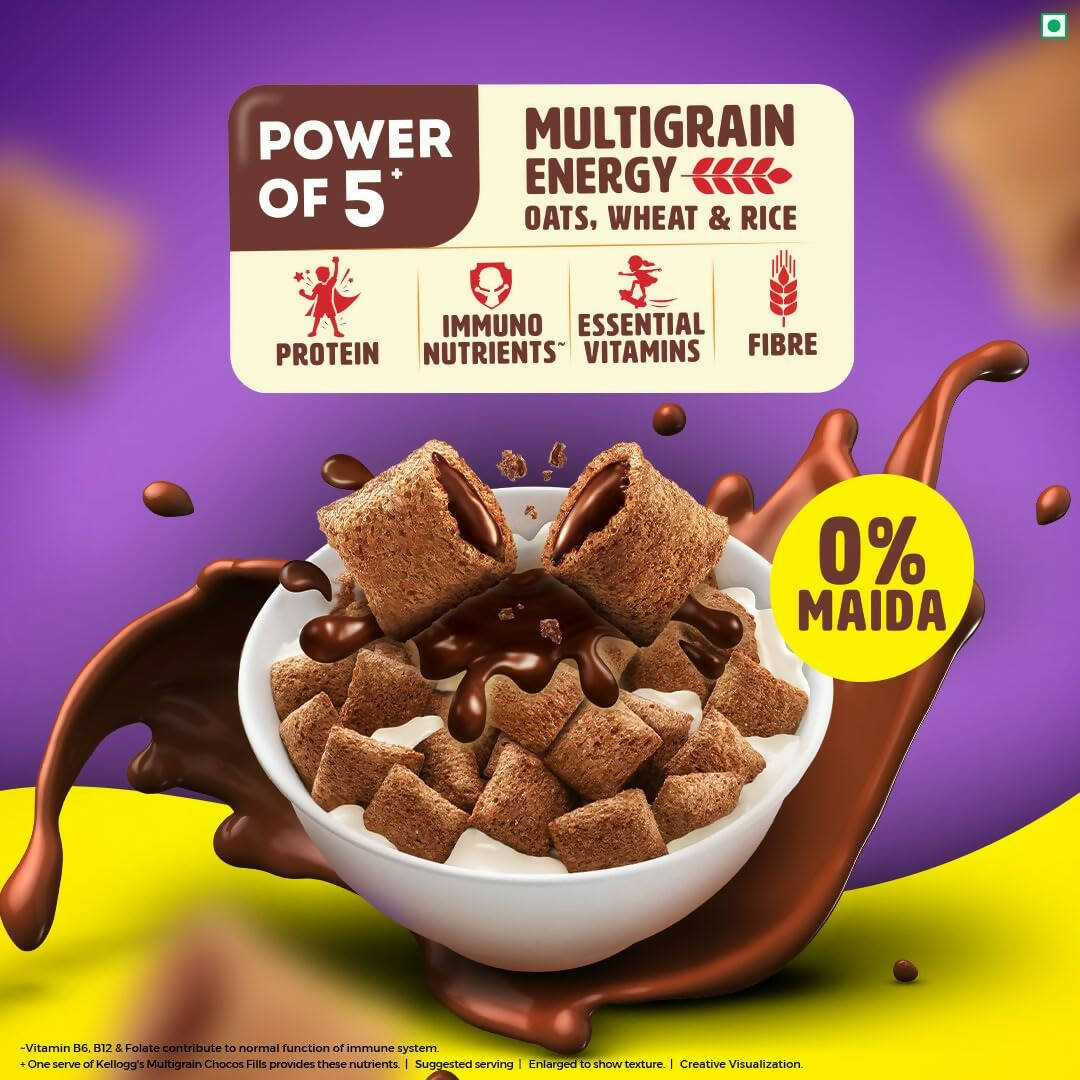 Kellogg's Multigrain Chocos Fills, 3 Grains: Oats, Wheat & Rice, Protein Rich, 0% Maida - Swadesiicart