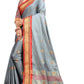 DEIANA'S Beautiful Designer Golden zari Soft Lichi Silk Saree - Grey - Swadesiicart