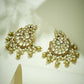 Nuyug 22K Gold-Plated Kundan Stone Studded & Pearl Drop Beaded Crescent Shaped Chandbalis | Swadesiicart