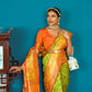Vishnu Weaves Women's Parrot Green Patola Banarasi Silk Meenakari Zari Woven Saree with Blouse - Swadesiicart