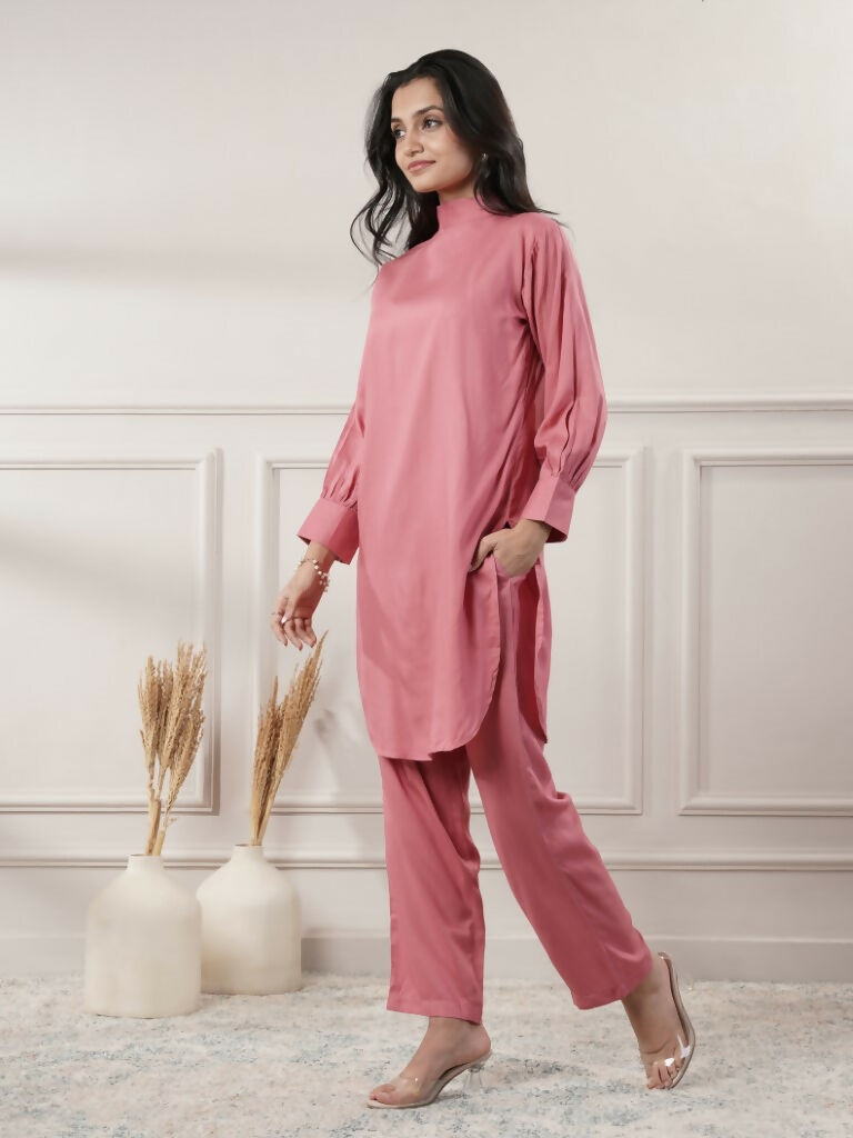 Joban Fashion Women's Rayon Peach Co-Ord Set - Swadesiicart