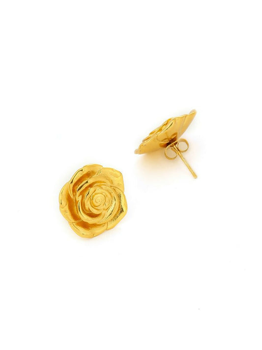 Golden Rose Earrings - Ruby Raang | Swadesiicart