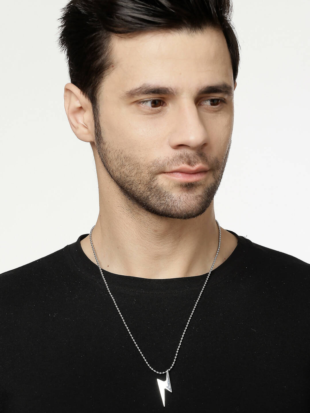 NVR Men Silver Plated Flash Pendent With Chain | Swadesiicart