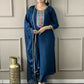 Blue Viscose Chanderi Stitched Suit With Dupatta - Tanisha | Swadesiicart