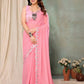 Aafreen Partywear Designer Pink Georgette Fancy Saree